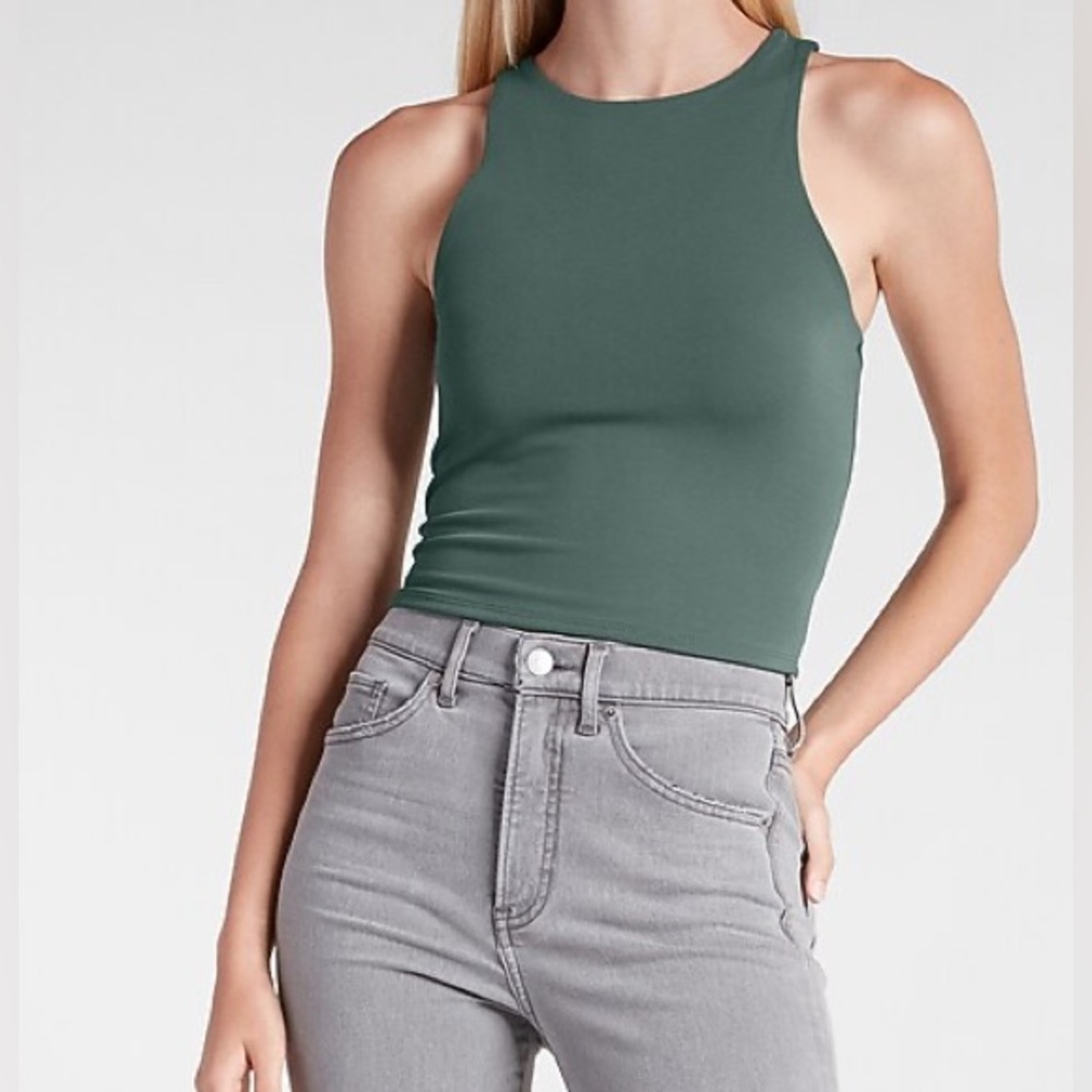 Express body contouring high-neck tank top